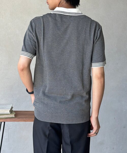 CPCM(シーピーシーエム)の「スキッパーニットユニフォームプルオーバー(Tシャツ/カットソー・メンズ・ホワイト/グレー・FREE)」の10枚目の写真