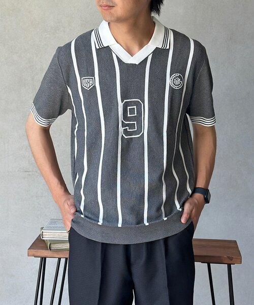 CPCM(シーピーシーエム)の「スキッパーニットユニフォームプルオーバー(Tシャツ/カットソー・メンズ・ホワイト/グレー・FREE)」の12枚目の写真