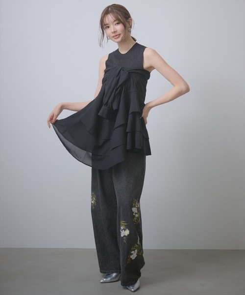 AND COUTURE（アンドクチュール）の「ウエストドロストペプラムシャツ（シャツ/ブラウス・レディース・ブラック/ベージュ/モカ・FREE）」の8枚目の写真