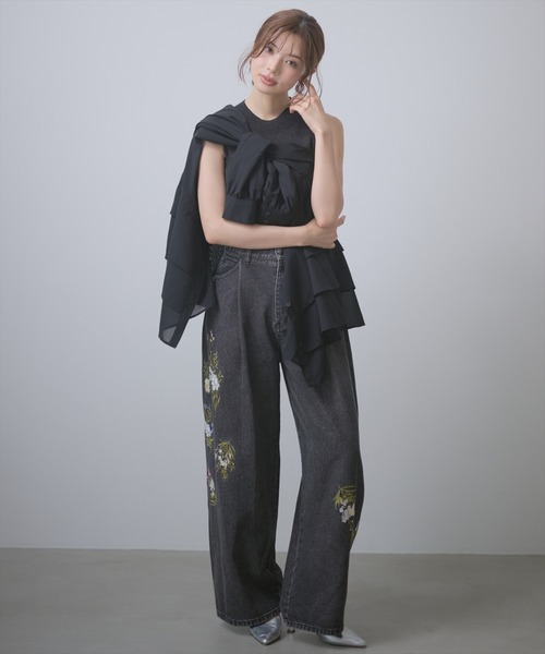 AND COUTURE（アンドクチュール）の「ウエストドロストペプラムシャツ（シャツ/ブラウス・レディース・ブラック/ベージュ/モカ・FREE）」の12枚目の写真