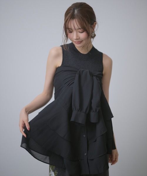 AND COUTURE（アンドクチュール）の「ウエストドロストペプラムシャツ（シャツ/ブラウス・レディース・ブラック/ベージュ/モカ・FREE）」の14枚目の写真