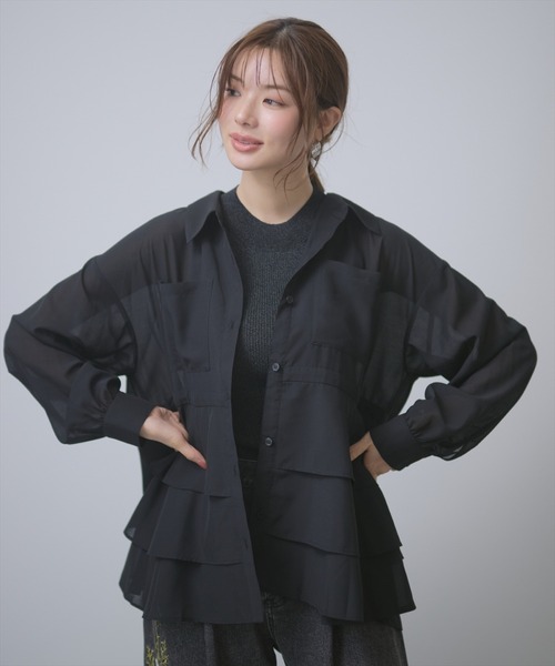 AND COUTURE（アンドクチュール）の「ウエストドロストペプラムシャツ（シャツ/ブラウス・レディース・ブラック/ベージュ/モカ・FREE）」の16枚目の写真