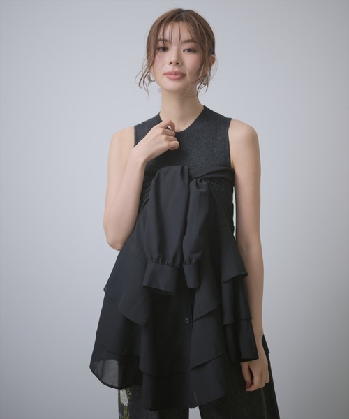 AND COUTURE（アンドクチュール）の「ウエストドロストペプラムシャツ（シャツ/ブラウス・レディース・ブラック/ベージュ/モカ・FREE）」の15枚目の写真