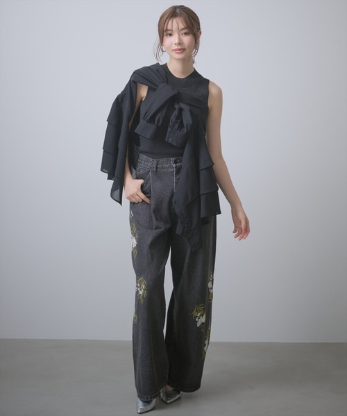 AND COUTURE（アンドクチュール）の「ウエストドロストペプラムシャツ（シャツ/ブラウス・レディース・ブラック/ベージュ/モカ・FREE）」の21枚目の写真