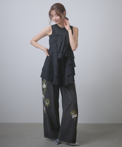 AND COUTURE（アンドクチュール）の「ウエストドロストペプラムシャツ（シャツ/ブラウス・レディース・ブラック/ベージュ/モカ・FREE）」の18枚目の写真