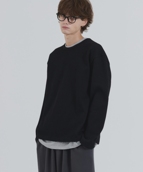 PIANER（ピアネール）の「ヘビーウェイトリブ オーバーサイズ長袖Tシャツ（ブラック）（Tシャツ/カットソー・レディース・ブラック・LARGE/X-LARGE）」の3枚目の写真