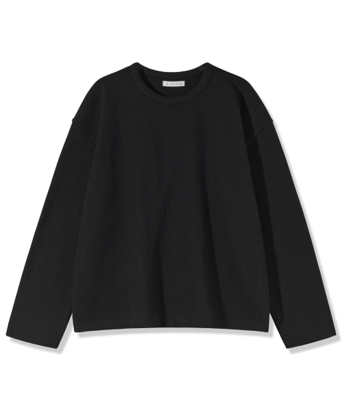 PIANER（ピアネール）の「ヘビーウェイトリブ オーバーサイズ長袖Tシャツ（ブラック）（Tシャツ/カットソー・レディース・ブラック・LARGE/X-LARGE）」の5枚目の写真