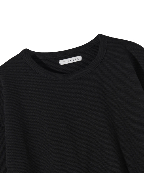 PIANER（ピアネール）の「ヘビーウェイトリブ オーバーサイズ長袖Tシャツ（ブラック）（Tシャツ/カットソー・レディース・ブラック・LARGE/X-LARGE）」の8枚目の写真