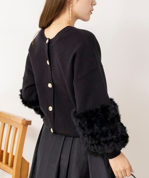 NOLLEY’S(ノーリーズ)の「【TORRAZZO DONNA/トラッゾドンナ】2WAY Rabbit Fur knit Top(カーディガン/ボレロ・レディース・ブラック/チャコールグレー・38)」の1枚目の写真