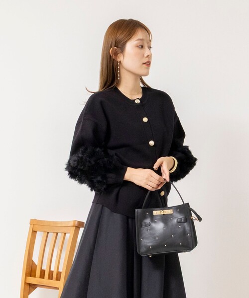 NOLLEY’S(ノーリーズ)の「【TORRAZZO DONNA/トラッゾドンナ】2WAY Rabbit Fur knit Top(カーディガン/ボレロ・レディース・ブラック/チャコールグレー・38)」の22枚目の写真