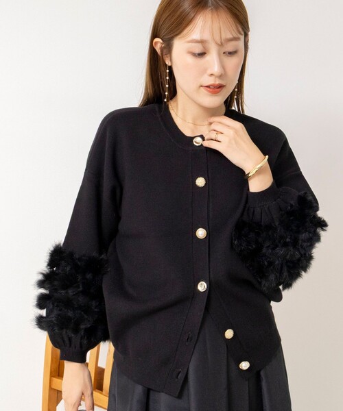 NOLLEY’S(ノーリーズ)の「【TORRAZZO DONNA/トラッゾドンナ】2WAY Rabbit Fur knit Top(カーディガン/ボレロ・レディース・ブラック/チャコールグレー・38)」の4枚目の写真