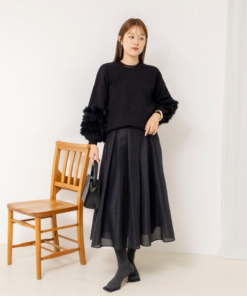 NOLLEY’S(ノーリーズ)の「【TORRAZZO DONNA/トラッゾドンナ】2WAY Rabbit Fur knit Top(カーディガン/ボレロ・レディース・ブラック/チャコールグレー・38)」の6枚目の写真