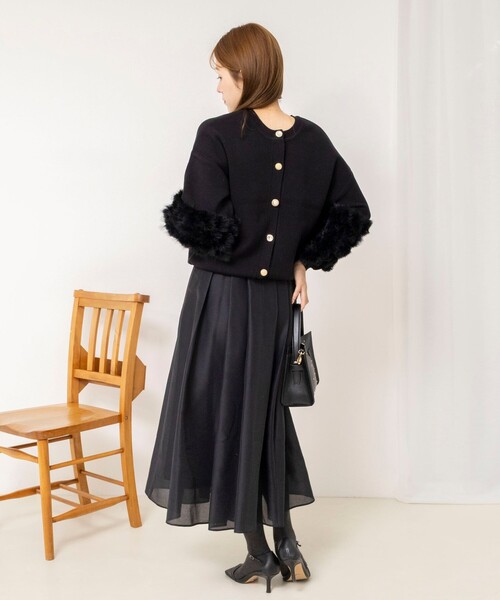 NOLLEY’S(ノーリーズ)の「【TORRAZZO DONNA/トラッゾドンナ】2WAY Rabbit Fur knit Top(カーディガン/ボレロ・レディース・ブラック/チャコールグレー・38)」の9枚目の写真