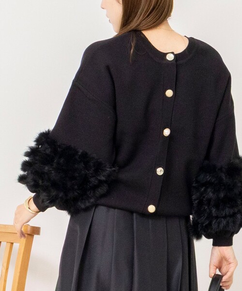 NOLLEY’S(ノーリーズ)の「【TORRAZZO DONNA/トラッゾドンナ】2WAY Rabbit Fur knit Top(カーディガン/ボレロ・レディース・ブラック/チャコールグレー・38)」の10枚目の写真