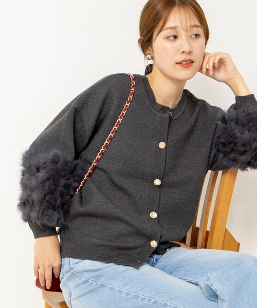 NOLLEY’S(ノーリーズ)の「【TORRAZZO DONNA/トラッゾドンナ】2WAY Rabbit Fur knit Top(カーディガン/ボレロ・レディース・ブラック/チャコールグレー・38)」の11枚目の写真