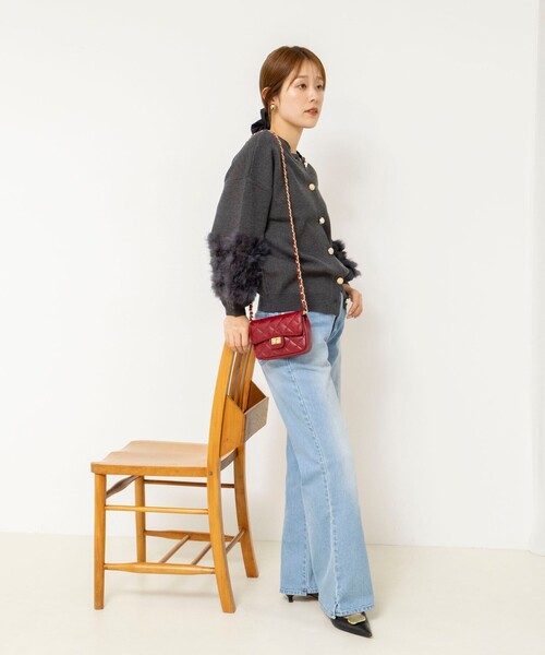 NOLLEY’S(ノーリーズ)の「【TORRAZZO DONNA/トラッゾドンナ】2WAY Rabbit Fur knit Top(カーディガン/ボレロ・レディース・ブラック/チャコールグレー・38)」の13枚目の写真