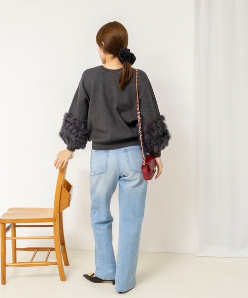 NOLLEY’S(ノーリーズ)の「【TORRAZZO DONNA/トラッゾドンナ】2WAY Rabbit Fur knit Top(カーディガン/ボレロ・レディース・ブラック/チャコールグレー・38)」の14枚目の写真
