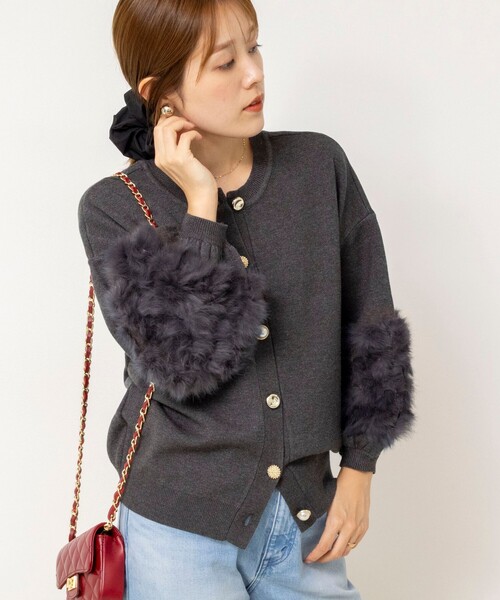 NOLLEY’S(ノーリーズ)の「【TORRAZZO DONNA/トラッゾドンナ】2WAY Rabbit Fur knit Top(カーディガン/ボレロ・レディース・ブラック/チャコールグレー・38)」の16枚目の写真