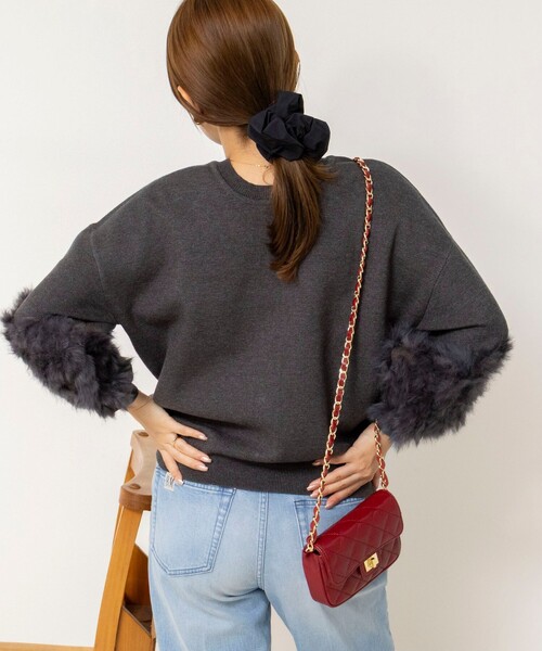 NOLLEY’S(ノーリーズ)の「【TORRAZZO DONNA/トラッゾドンナ】2WAY Rabbit Fur knit Top(カーディガン/ボレロ・レディース・ブラック/チャコールグレー・38)」の17枚目の写真