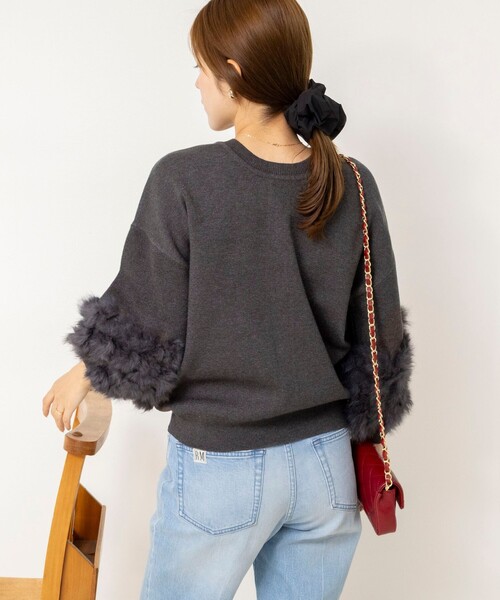 NOLLEY’S(ノーリーズ)の「【TORRAZZO DONNA/トラッゾドンナ】2WAY Rabbit Fur knit Top(カーディガン/ボレロ・レディース・ブラック/チャコールグレー・38)」の18枚目の写真