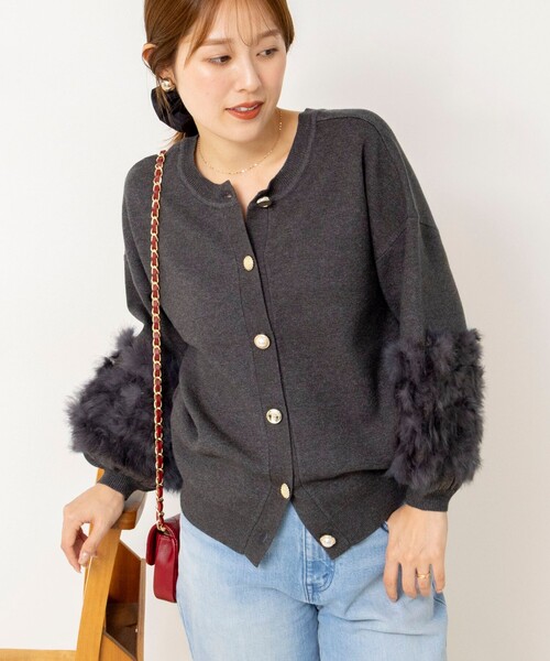 NOLLEY’S(ノーリーズ)の「【TORRAZZO DONNA/トラッゾドンナ】2WAY Rabbit Fur knit Top(カーディガン/ボレロ・レディース・ブラック/チャコールグレー・38)」の19枚目の写真