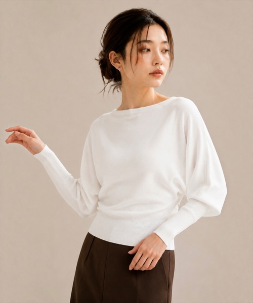 United store(ユナイテッドストア)の「ワンショルダールーズニットプルオーバー(ニット/セーター・レディース・ダークグレー/ホワイト/ブラック・FREE)」の2枚目の写真