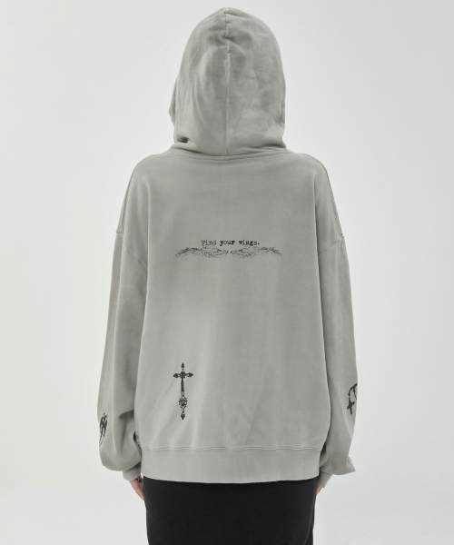 FLAREUP(フレアアップ)の「ダーティウォッシュドジップフーディー (FL-066_Gray)(パーカー・レディース・グレー・OS)」の7枚目の写真