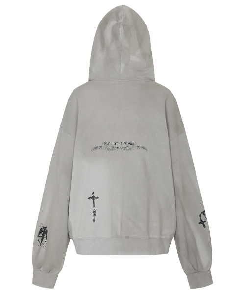 FLAREUP(フレアアップ)の「ダーティウォッシュドジップフーディー (FL-066_Gray)(パーカー・レディース・グレー・OS)」の11枚目の写真