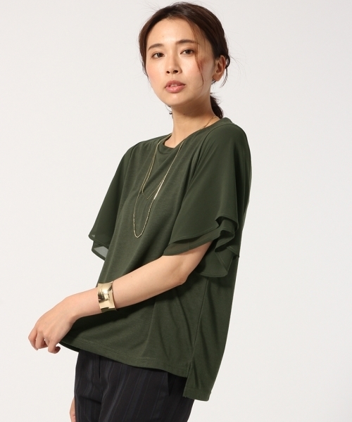 GLOBAL WORK（グローバルワーク）の「【吸水速乾】シフォンスリーブプルオーバー半袖/709692（Tシャツ/カットソー・レディース・ホワイト/ピンク/ネイビー/グレー/ブラック/レッド/カーキ/その他/その他3/ライトグレー・SMALL/LARGE/MEDIUM）」の6枚目の写真