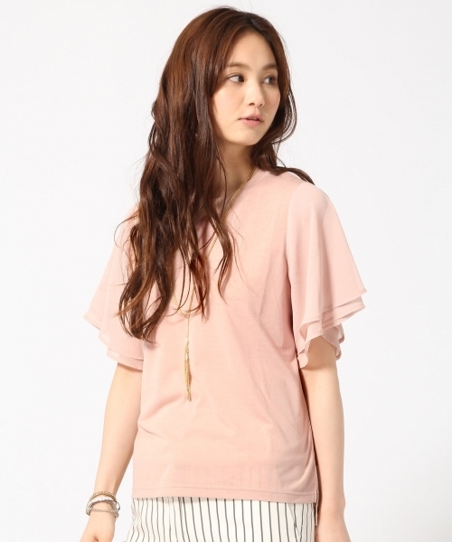 GLOBAL WORK（グローバルワーク）の「【吸水速乾】シフォンスリーブプルオーバー半袖/709692（Tシャツ/カットソー・レディース・ホワイト/ピンク/ネイビー/グレー/ブラック/レッド/カーキ/その他/その他3/ライトグレー・SMALL/LARGE/MEDIUM）」の7枚目の写真