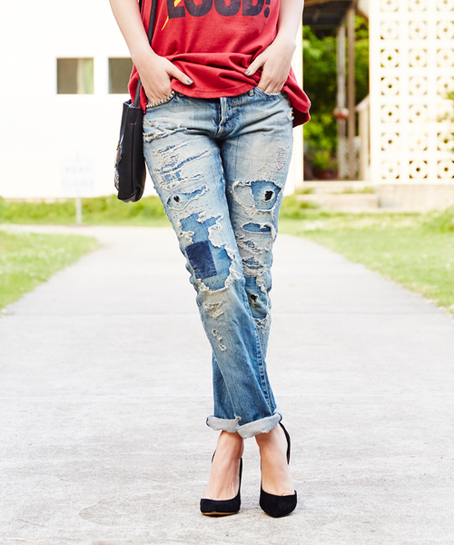 HYSTERIC GLAMOUR（ヒステリックグラマー）の「RWH加工 デニムスリム  