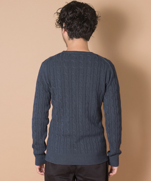 URBAN RESEARCH(アーバンリサーチ)の「UR ストレッチケーブルC/Nニット(ニット/セーター・メンズ・キャメル/ブルー系その他/オリーブ/ブルー・MEDIUM/LARGE)」の7枚目の写真