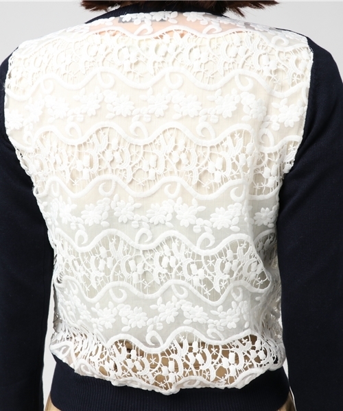 LOVELESS(ラブレス)の「【LOVELESS】WOMENS バックレースカーディガン(カーディガン/ボレロ・レディース・ネイビー/ホワイト/レッド・36/34)」の8枚目の写真