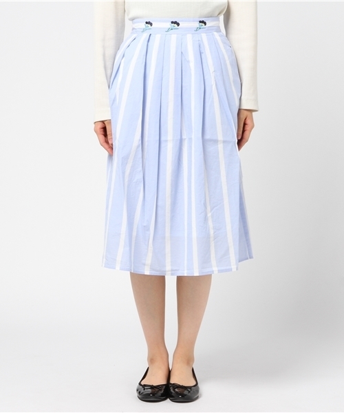 POU DOU DOU（プードゥドゥ）の「ローン先染めウエスト刺繍タックスカート（スカート・レディース・イエロー/ブルー/グレー・3）」の9枚目の写真