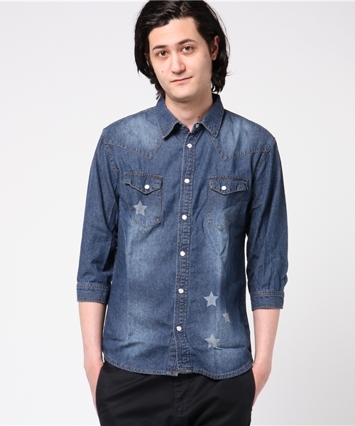 JACKROSE（ジャックローズ）の「レーザー加工5分袖デニムウエスタン