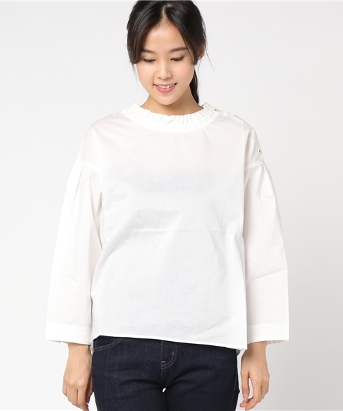 POU DOU DOU（プードゥドゥ）の「スタンドフリルカラーブラウス（シャツ/ブラウス・レディース・オフホワイト/ブラック/イエロー・3）」の10枚目の写真