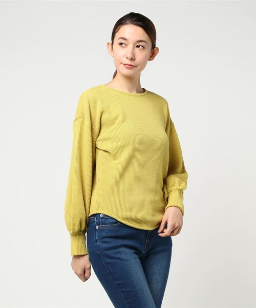 STYLEBLOCK(スタイルブロック)の「ヘア糸ニットソープルオーバー(Tシャツ/カットソー・レディース・ブラック/グレー/イエロー/ラベンダー・M)」の4枚目の写真