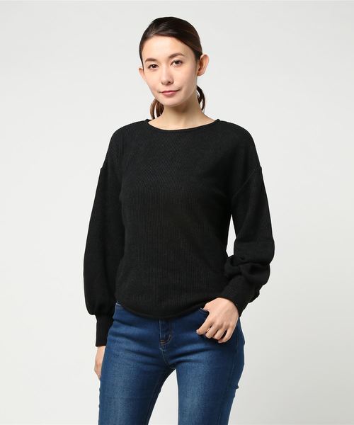 STYLEBLOCK(スタイルブロック)の「ヘア糸ニットソープルオーバー(Tシャツ/カットソー・レディース・ブラック/グレー/イエロー/ラベンダー・M)」の2枚目の写真