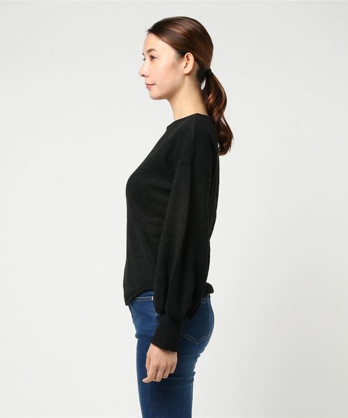 STYLEBLOCK(スタイルブロック)の「ヘア糸ニットソープルオーバー(Tシャツ/カットソー・レディース・ブラック/グレー/イエロー/ラベンダー・M)」の5枚目の写真