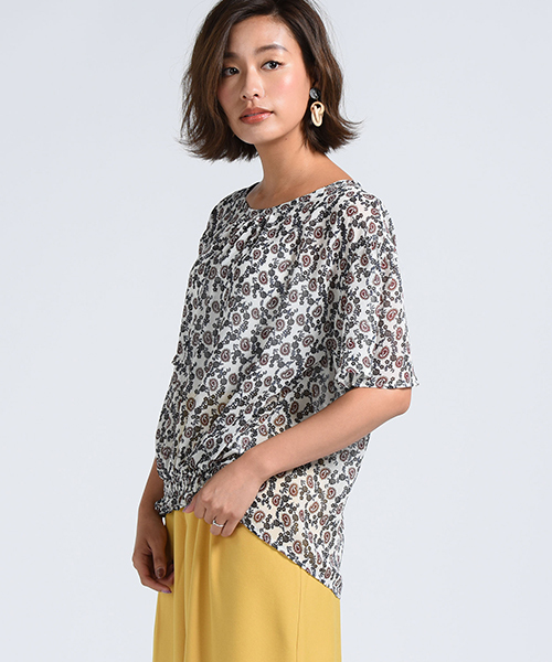 LIPSTAR（リップスター）の「ペイズリー柄フレアスリーブブラウス（シャツ/ブラウス・レディース・ホワイト系その他2/ブルー系その他2・M）」の2枚目の写真