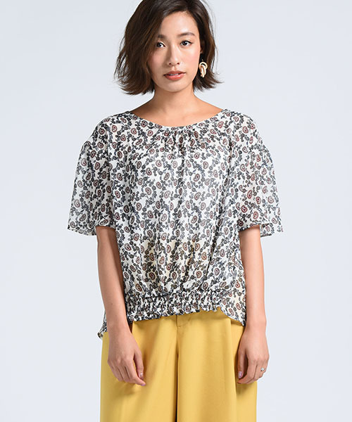 LIPSTAR（リップスター）の「ペイズリー柄フレアスリーブブラウス（シャツ/ブラウス・レディース・ホワイト系その他2/ブルー系その他2・M）」の3枚目の写真