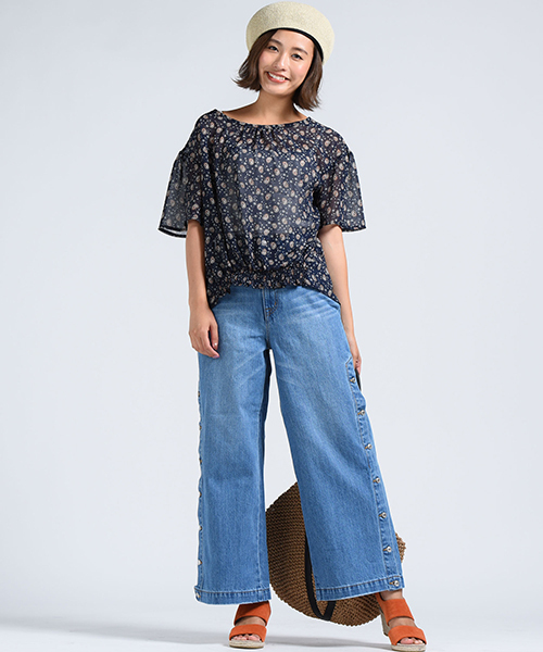 LIPSTAR（リップスター）の「ペイズリー柄フレアスリーブブラウス（シャツ/ブラウス・レディース・ホワイト系その他2/ブルー系その他2・M）」の10枚目の写真