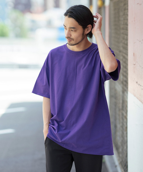 FRUIT OF THE LOOM（フルーツオブザルーム）の「【FRUIT OF THE LOOM/フルーツオブザルーム】 Crew Neck Cut & Sew Cotton Short Sleeve（Tシャツ/カットソー・メンズ・ホワイト/ブラック/パープル/ネイビー/ピンク/グリーン/ヘザーグレー/マルーン・M/L/XL）」の6枚目の写真