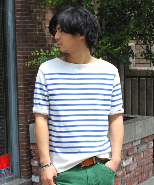 JOURNAL STANDARD（ジャーナルスタンダード）の「ボーダー5ブソデカットソー #（Tシャツ/カットソー・メンズ・ネイビー/レッド/ライトブルー/ブルー系その他・LARGE/MEDIUM）」の2枚目の写真