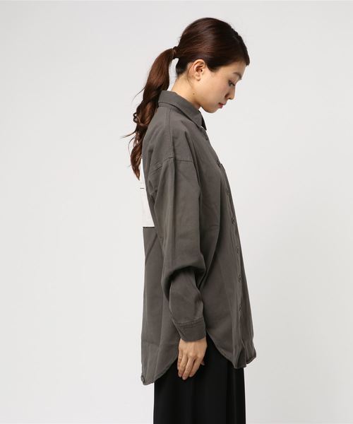 VENCEEXCHANGE（ヴァンスエクスチェンジ）の「バックパッチミリタリービッグシャツ（シャツ/ブラウス・レディース・ブラック/オリーブ/ベージュ・M）」の4枚目の写真