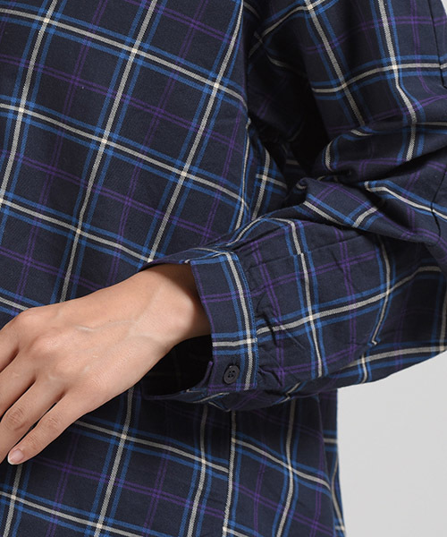 LIPSTAR（リップスター）の「無地＆チェッククロワッサンスリーブブラウス（シャツ/ブラウス・レディース・オフホワイト/グリーン系その他/ブルー系その他/キャメル・M）」の9枚目の写真