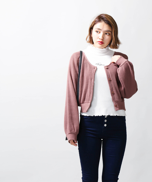 WEGO（ウィゴー）の「WEGO/ワッフルカーディガン（カーディガン/ボレロ・レディース・杢グレー/ベージュ/ブラウン・FREE）」の11枚目の写真