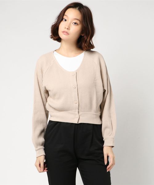 WEGO（ウィゴー）の「WEGO/ワッフルカーディガン（カーディガン/ボレロ・レディース・杢グレー/ベージュ/ブラウン・FREE）」の6枚目の写真