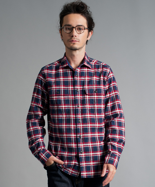 green label relaxing（グリーンレーベルリラクシング）の「NEL NEP CHECK ワークシャツ（シャツ/ブラウス・メンズ・レッド/ダークグリーン/コバルトブルー・SMALL/MEDIUM/LARGE/X-LARGE）」の3枚目の写真