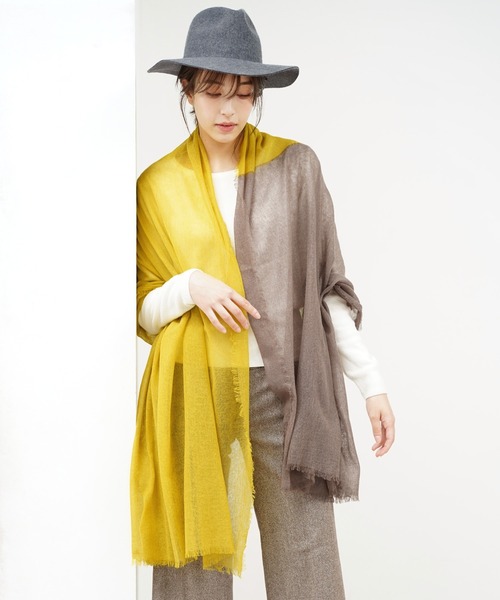 sankyo shokai（サンキョウショウカイ）の「アルバスカシミヤ100％大判 ガーゼストール（ストール/ショール・レディース・ベージュ/グレー/マスタード/ベージュ系その他/パープル/カーキ/その他1/その他2/その他3/その他4/その他5/アニマル/ダークブラウン系・FREE）」の16枚目の写真